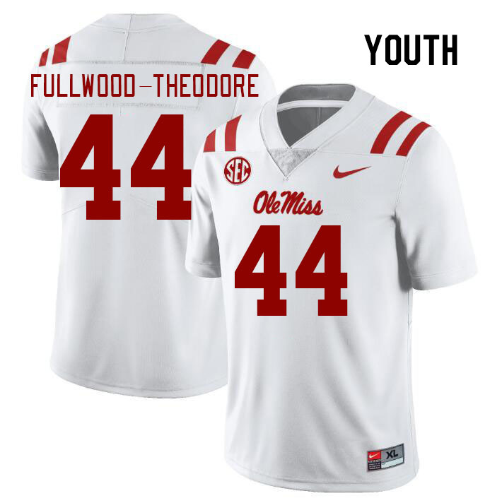 Youth #44 Nyseer Fullwood-Theodore Ole Miss Rebels College Football Jerseys Stitched Sale-White